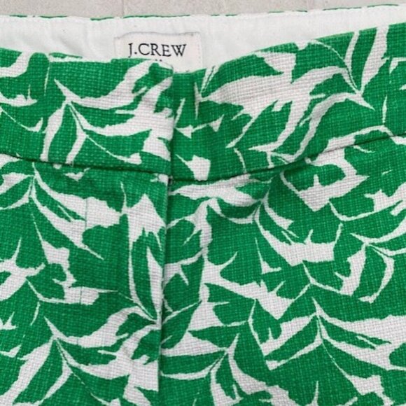 J Crew Printed Green White Basketweave Shorts Sz 2 - Picture 5 of 10